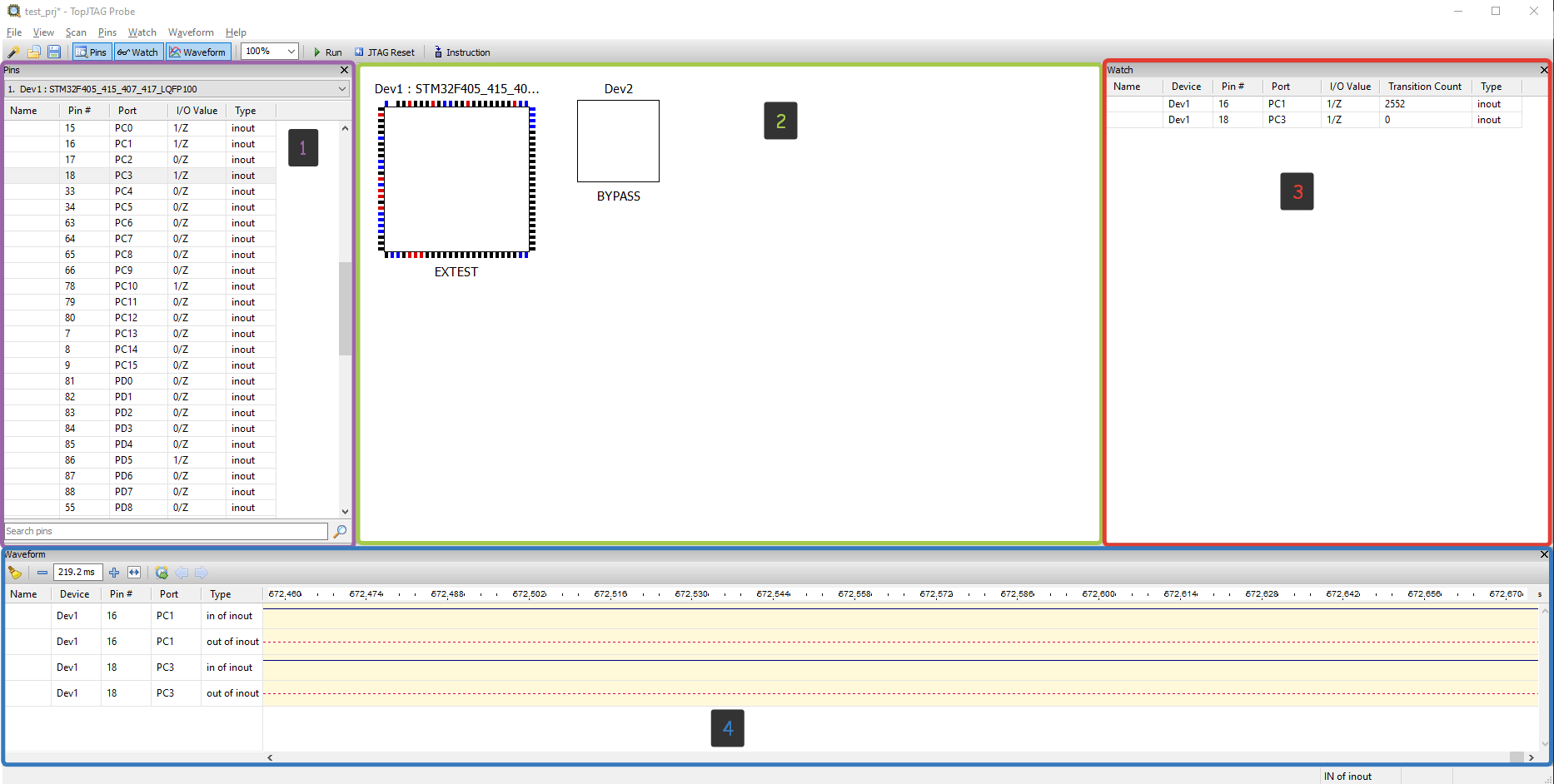 TOPJtag the main window